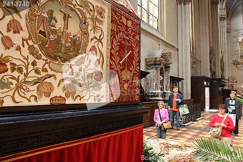 Image of On Good Friday, people pray in front of God's tomb in the Zagreb Cathedral