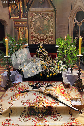 Image of The crucifix in front of God's tomb, was exhibited on Holy Saturday and prepared for veneration in the Zagreb Cathedral