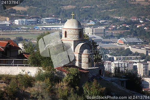 Image of Orthodox church on the hill above Skopje, Macedonia