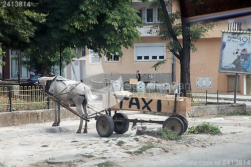 Image of Horse-drawn taxi in Debar, Macedonia