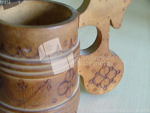 Image of aged artistic wooden slavic cup