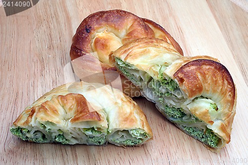 Image of Burek (pie with meat or spinach) is traditional Balkanian meal