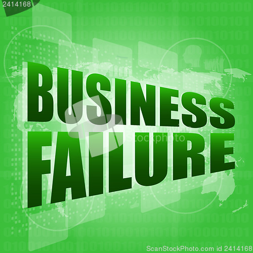 Image of business failure on digital touch screen