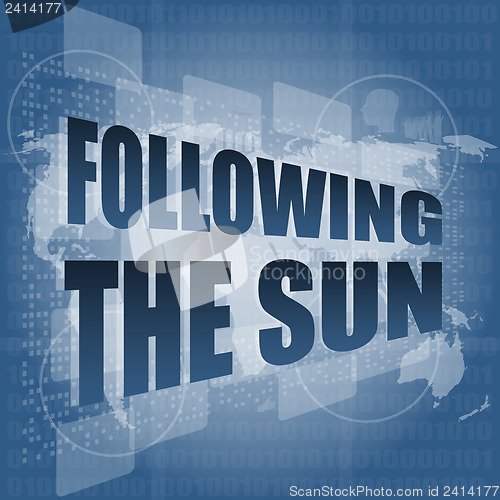 Image of following the sun on digital touch screen, 3d