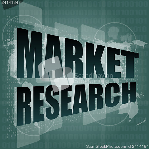 Image of Pixeled word Market research on digital screen 3d