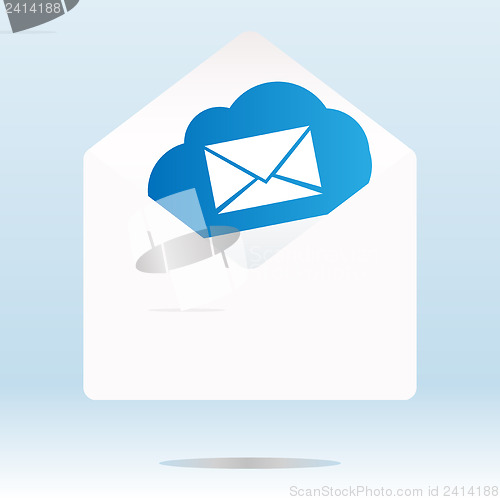 Image of mail on blue cloud, mail envelope