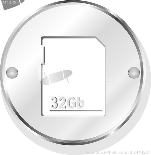 Image of flash memory card on metal icon button
