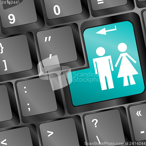 Image of Computer keyboard with man and woman keys
