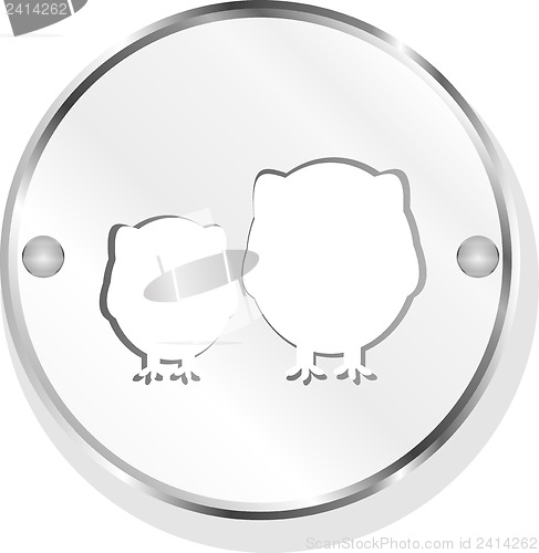 Image of Metallic button with owl family