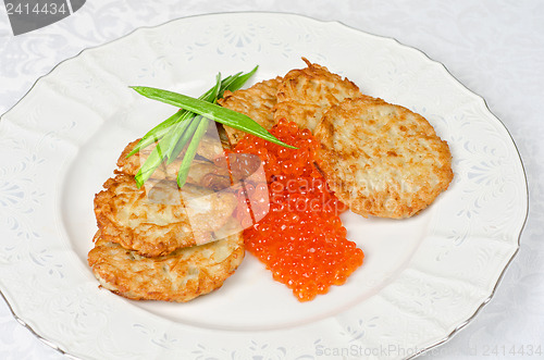 Image of pancakes with red caviar