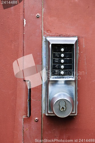 Image of Security lock on metal door