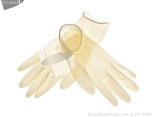 Image of Latex gloves on white background