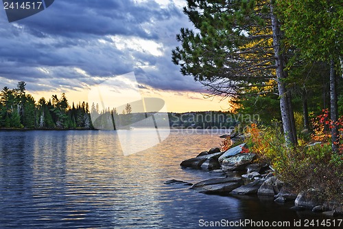 Image of Dramatic sunset at lake