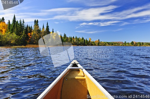 Image of Canoe bow on lake