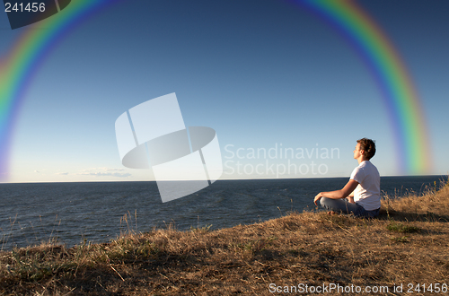 Image of meditation with rainbow
