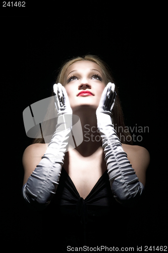 Image of look up and white gloves