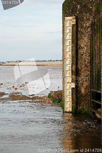 Image of Water level marker on the shore