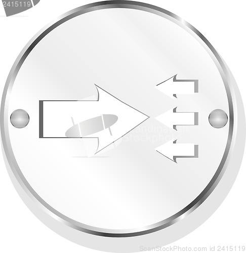 Image of Button with metal (chrome) texture and arrow sign