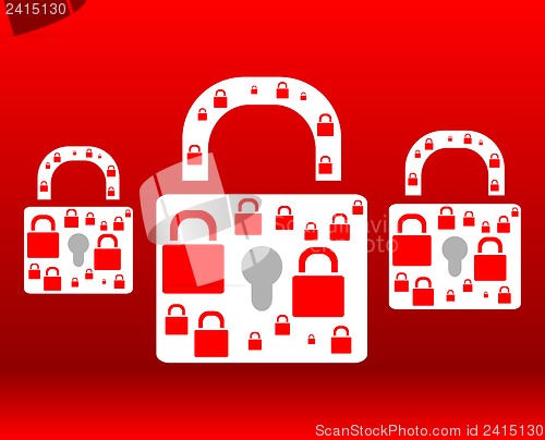 Image of protect red padlock web icon on background