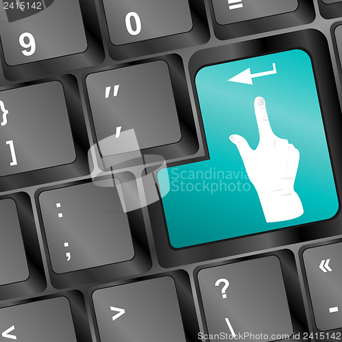 Image of people hand on computer keyboard button