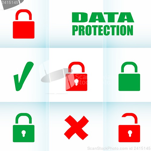 Image of Security concept: Lock set on digital screen, data protection