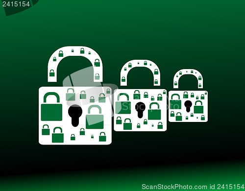 Image of protect green padlock web icon on background