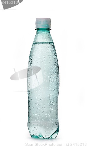 Image of wet plastic bottle of water