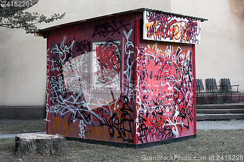 Image of Graffiti on a booth 