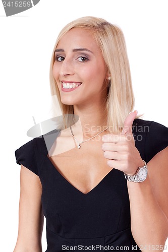 Image of young attractive smiling business woman isolated