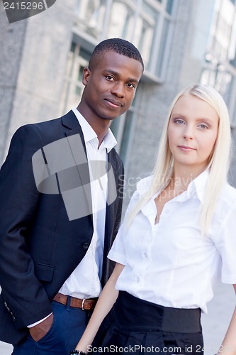 Image of successful business team diversity outdoor summer 