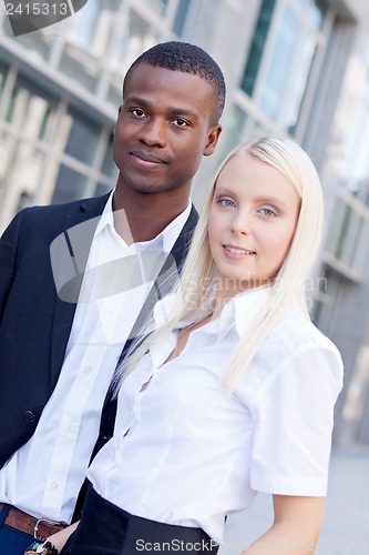 Image of successful business team diversity outdoor summer 