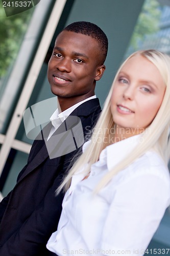 Image of successful business team diversity outdoor summer 