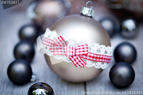 Image of festive glitter christmas decoration bauble seasonal