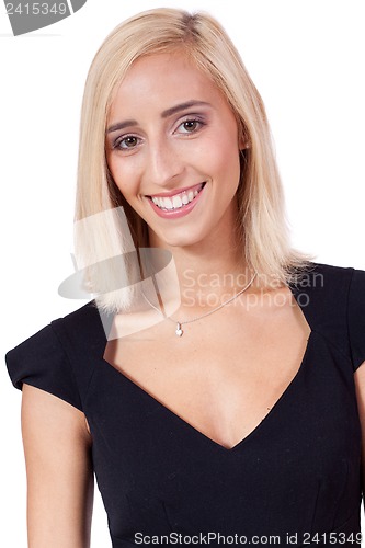 Image of young attractive smiling business woman isolated