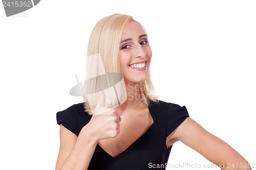 Image of young attractive smiling business woman isolated