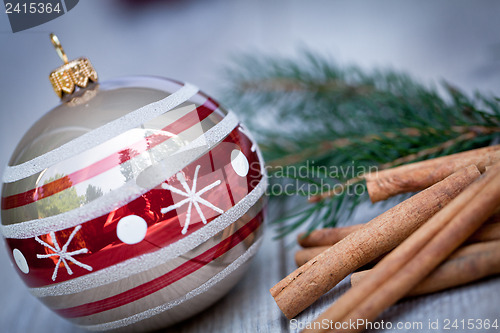 Image of festive glitter christmas decoration bauble seasonal