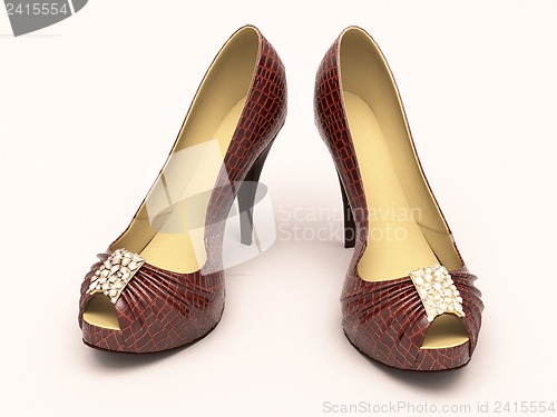 Image of Crocodile leather women's shoes with high heels