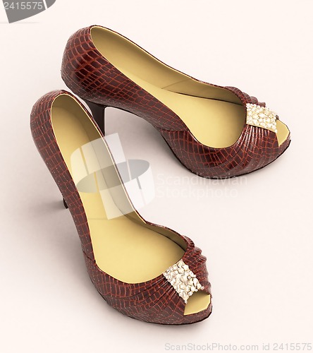 Image of Crocodile leather women's shoes with high heels