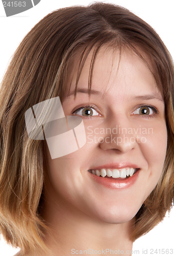 Image of Happy brunette woman