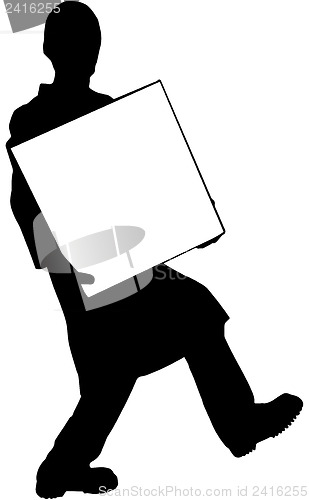 Image of Silhouette - man carries a white box