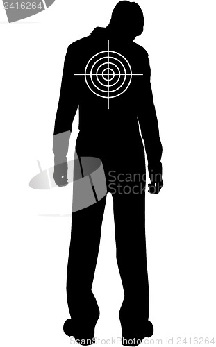 Image of Silhouette of downcast man with target on his back