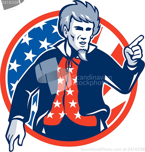 Image of Uncle Sam American Pointing Finger Flag Retro