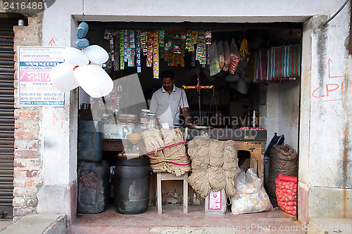 Image of Old grocery store in a rural place in Kumrokhali, West Bengal, India