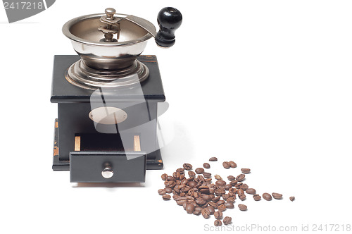 Image of Old-fashioned manual burr-mill coffee grinder