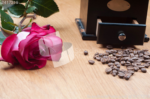 Image of Old-fashioned manual burr-mill coffee grinder