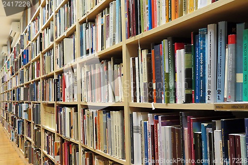 Image of Bookshelf in library with many books
