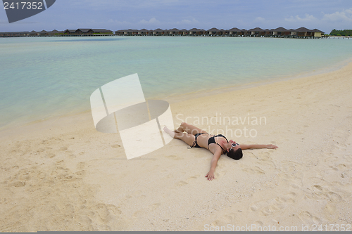 Image of happy woman enjoy  summer time