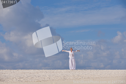 Image of happy woman enjoy  summer time