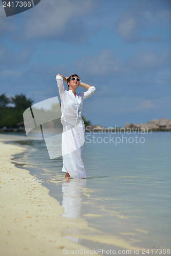 Image of happy woman enjoy  summer time