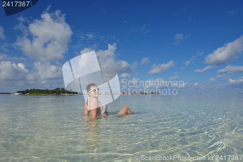 Image of happy woman enjoy  summer time